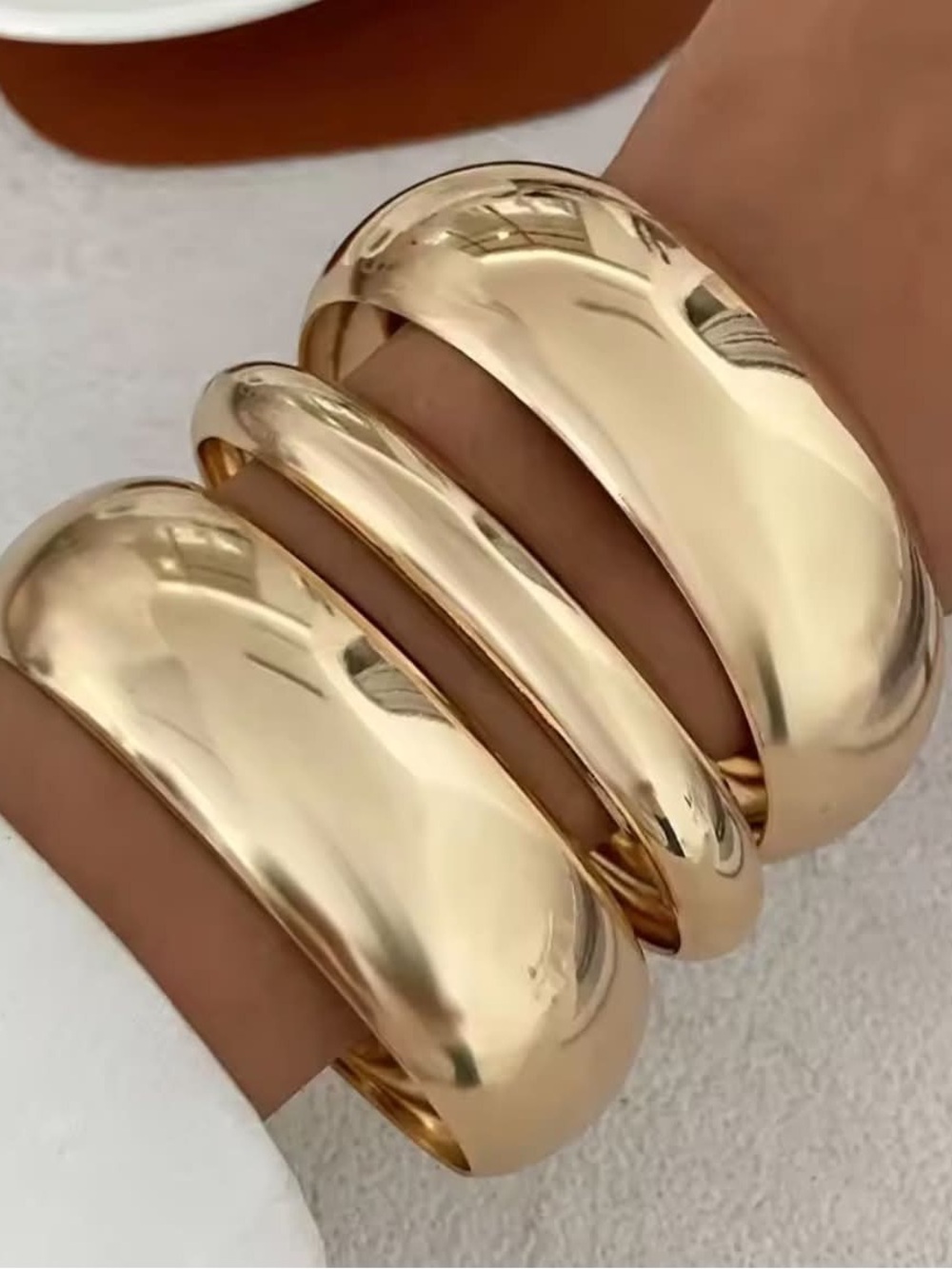 Polished Gold-Tone Dome Cuff Bracelet - Women's Jewelry